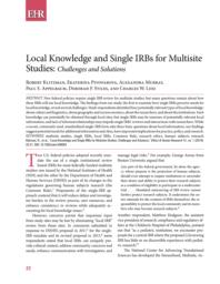 thumnail for Klitzman_Local Knowledge and Single IRBs for Multisite Studies_Challenges and Solutions.pdf