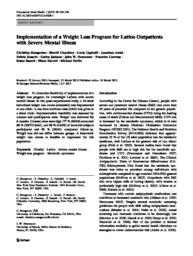 thumnail for Implementation of a weight loss program for Latino outptients with severe mental illness.pdf