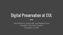 thumnail for Digital Preservation at CUL.pdf
