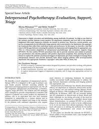 thumnail for Weissman and Verdeli - 2012 - Interpersonal Psychotherapy Evaluation, Support, .pdf