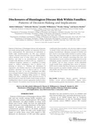 thumnail for Klitzman_Disclosures of HD risk within families.pdf