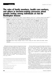 thumnail for Klitzman_The Roles of Family Members, Health Care Workers, and Others in Decision-Making Processes About Genetic Testing Among Individuals at Risk for HD.pdf