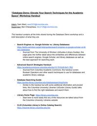 thumnail for Handout - Database Demo Workshop.pdf