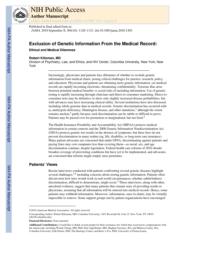 thumnail for Klitzman_Exclusion of Genetic Information From the Medical Record.pdf