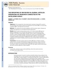 thumnail for Klitzman_The Reporting of IRB Review in Journal Articles Presenting HIV Research Conducted in the Developing World.pdf