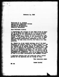 Letter from Gunnar Myrdal to C.L. Alsberg, February 14, 1940