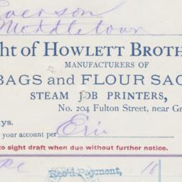 Howlett Brothers, bill or r...