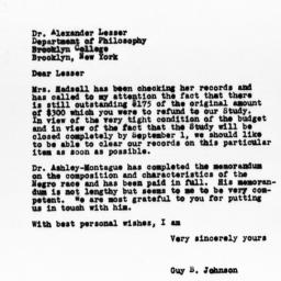 Letter from Guy B. Johnson ...