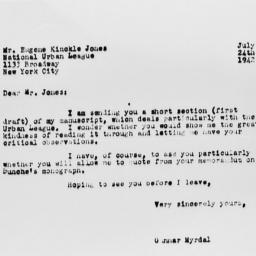 Letter from Gunnar Myrdal t...