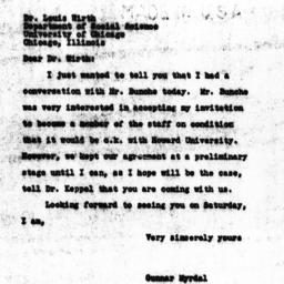 Letter from Gunnar Myrdal t...