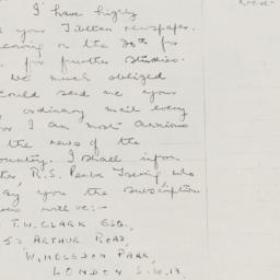 Letter from Tsewang Yishey ...