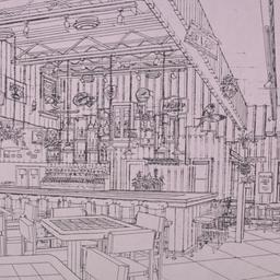 Interior perspective, bar a...