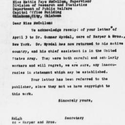 Letter from Robert M. Leste...