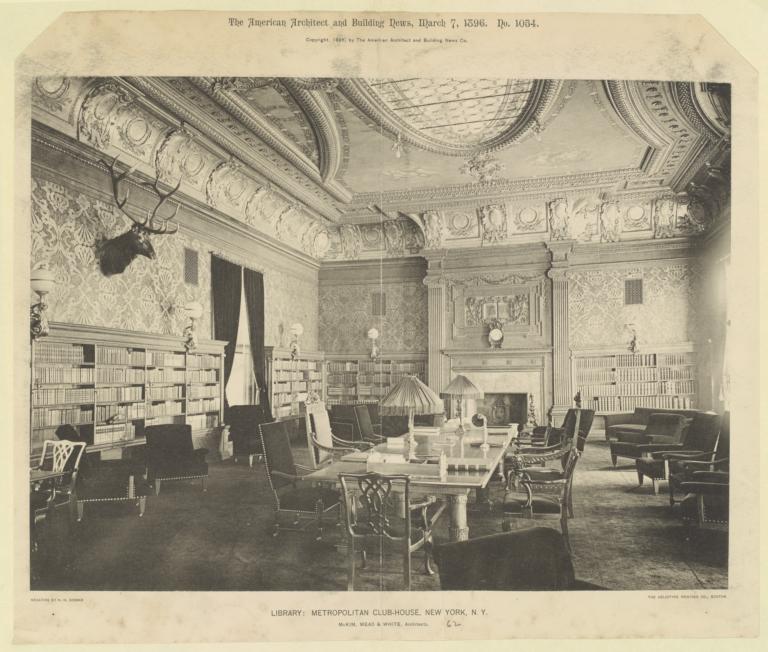 Library: Metropolitan Club-House, New York, N. Y. McKim, Mead & White, Architects
