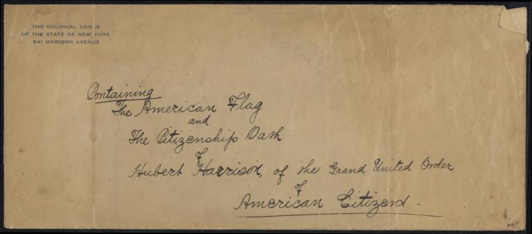 Envelope with the description "The American Flag" for H.H.H.