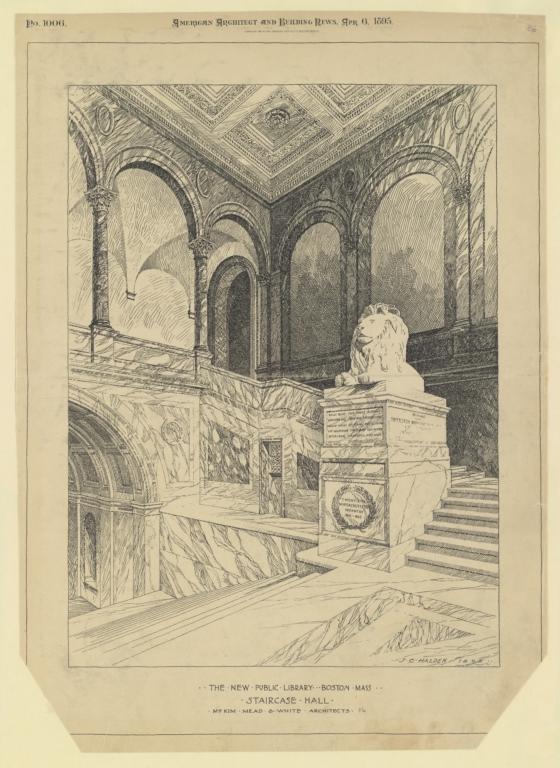 The New Public Library, Boston, Mass. Staircase hall. McKim, Mead & White, Architects