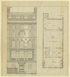 Front elevation. Third floor plan. [The Lambs' Club, New York City]