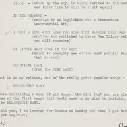 Letter from Irving Berlin t...