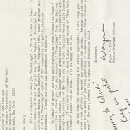 Letter from Wayne J. Pond t...