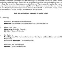 Schedule, Energy Ethics, se...