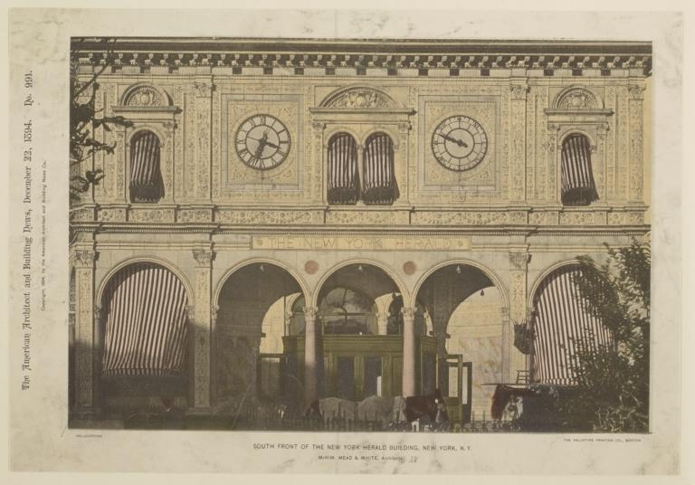 South front of the New York Herald Building, New York, N. Y. McKim, Mead & White, Architects