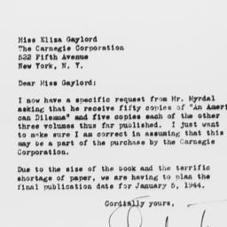 Letter from Ordway Tead to ...