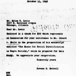 Letter from Rowena S. Hadse...