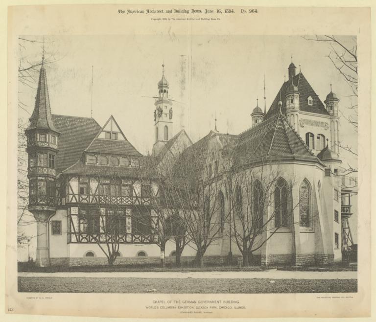 Chapel of the German Government Building. World's Columbian Exhibition, Jackson Park, Chicago, Illinois. Johannes Radke, Architect