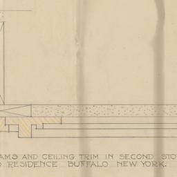 Second floor hall beam, tri...
