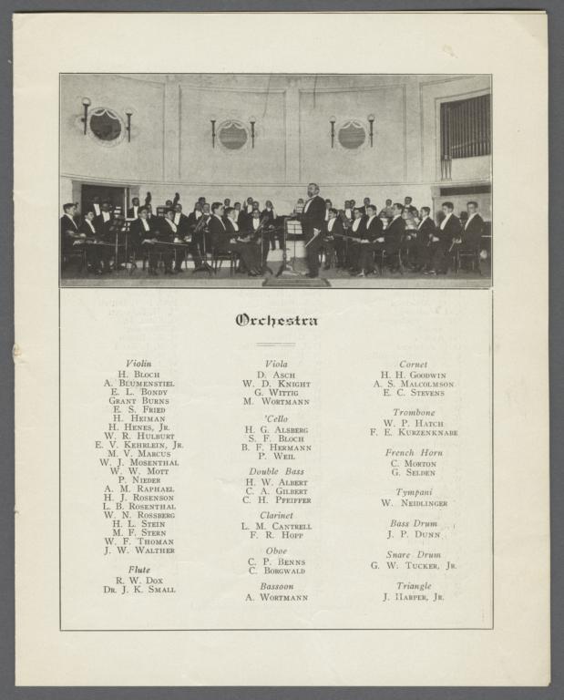 Unnumbered Page, Orchestra Listing
