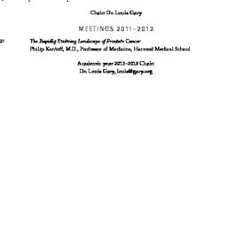 Schedules, Cancer, seminar ...