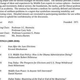 Schedules, The Middle East,...