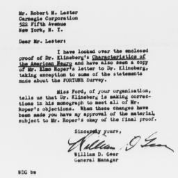Letter from Robert M. Leste...