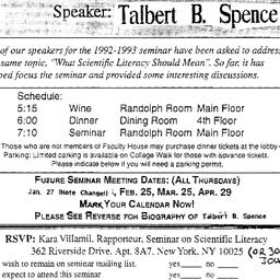 Announcements, 1992-12-17. ...
