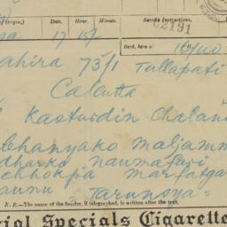 Telegram from Lhasa to Calc...