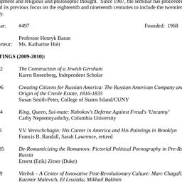 Schedules, Slavic History a...