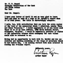 Letter from Arthur Raper to...