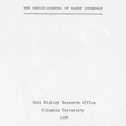 Reminiscences of Harry Sche...