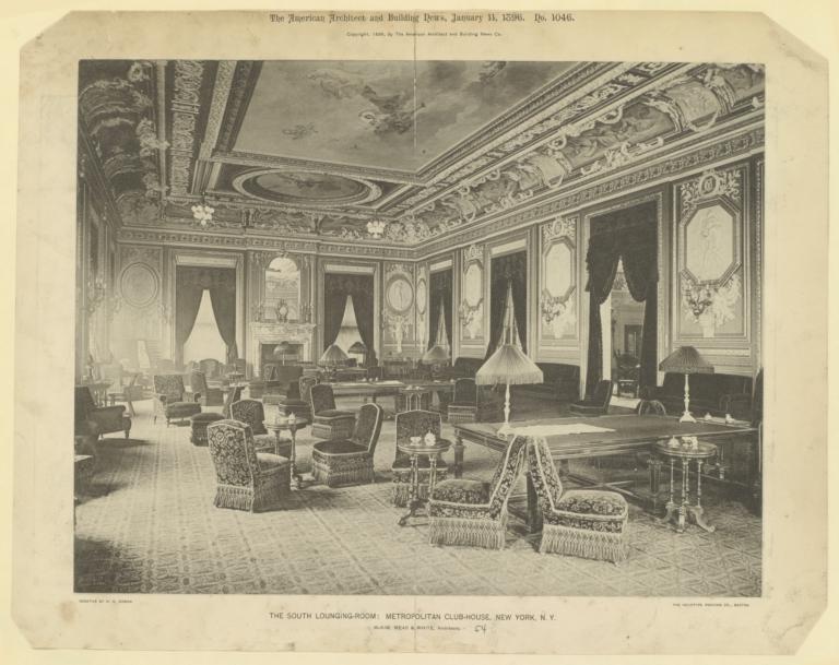 The South Lounging-room: Metropolitan Club-House, New York, N. Y. McKim, Mead & White, Architects
