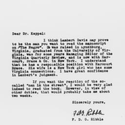 Letter from F.D.G. Ribble t...