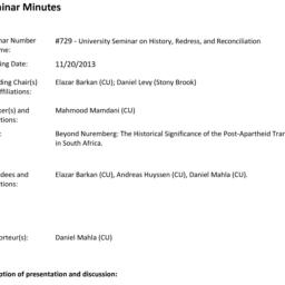 Minutes, 2013-11-20. Histor...