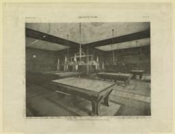 Plate XI. Billiard  Room, Harmonie Club, 10 East 60th St., New York. McKim, Mead & White, Architects. Wurts Bros. Photo. The Billiard Tables furnished by the Brunswick-Balke-Collender Company