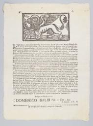 Illustrissimo et Eccellentissimo Sig. Domenico Balbi