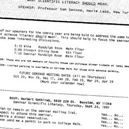 Announcements, 1992-09-24. ...