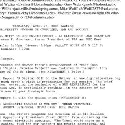 Announcements, 2001-04-25. ...