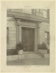 Plate XXXIII. Entrance, Residence, Payne Whitney, 972 Fifth Ave., New York. McKim, Mead & White, Architects. Iron entrance doors made by Wm. H. Jackson Company. F. B. Johnston, Photo