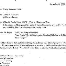 Announcements, 2000-10-06. ...