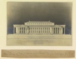Competition for the George Washington Memorial Hall. South elevation. Winning design of Tracy & Swartwout in Architl. League Catalogue for 1915