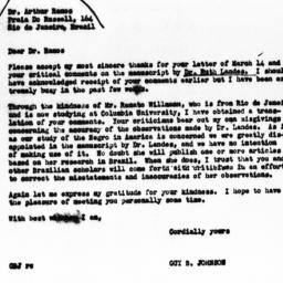 Letter from Guy B. Johnson ...