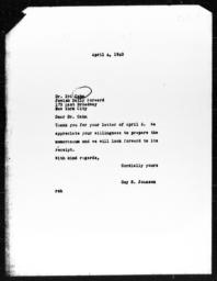 Letter from Guy B. Johnson to Zvi Cahn, April 4, 1940